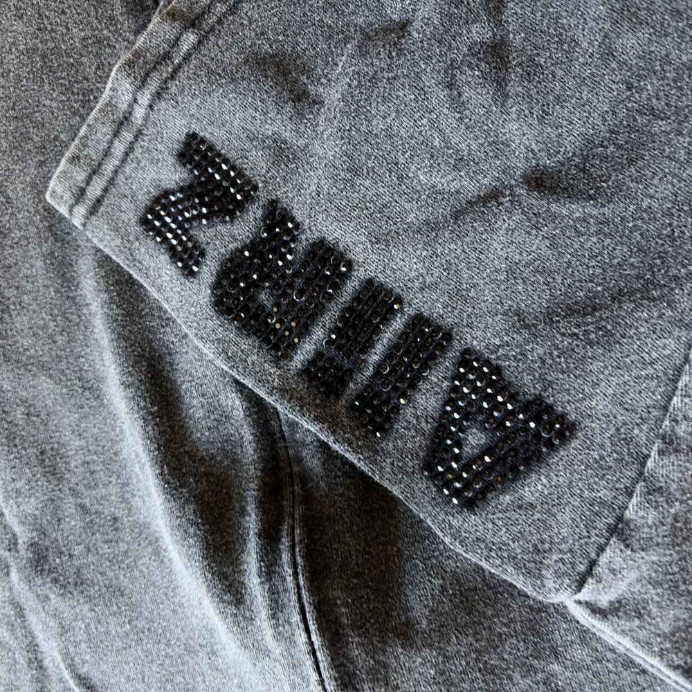 AIIRZ washed dark grey turtleneck shirt with Studded Lettering